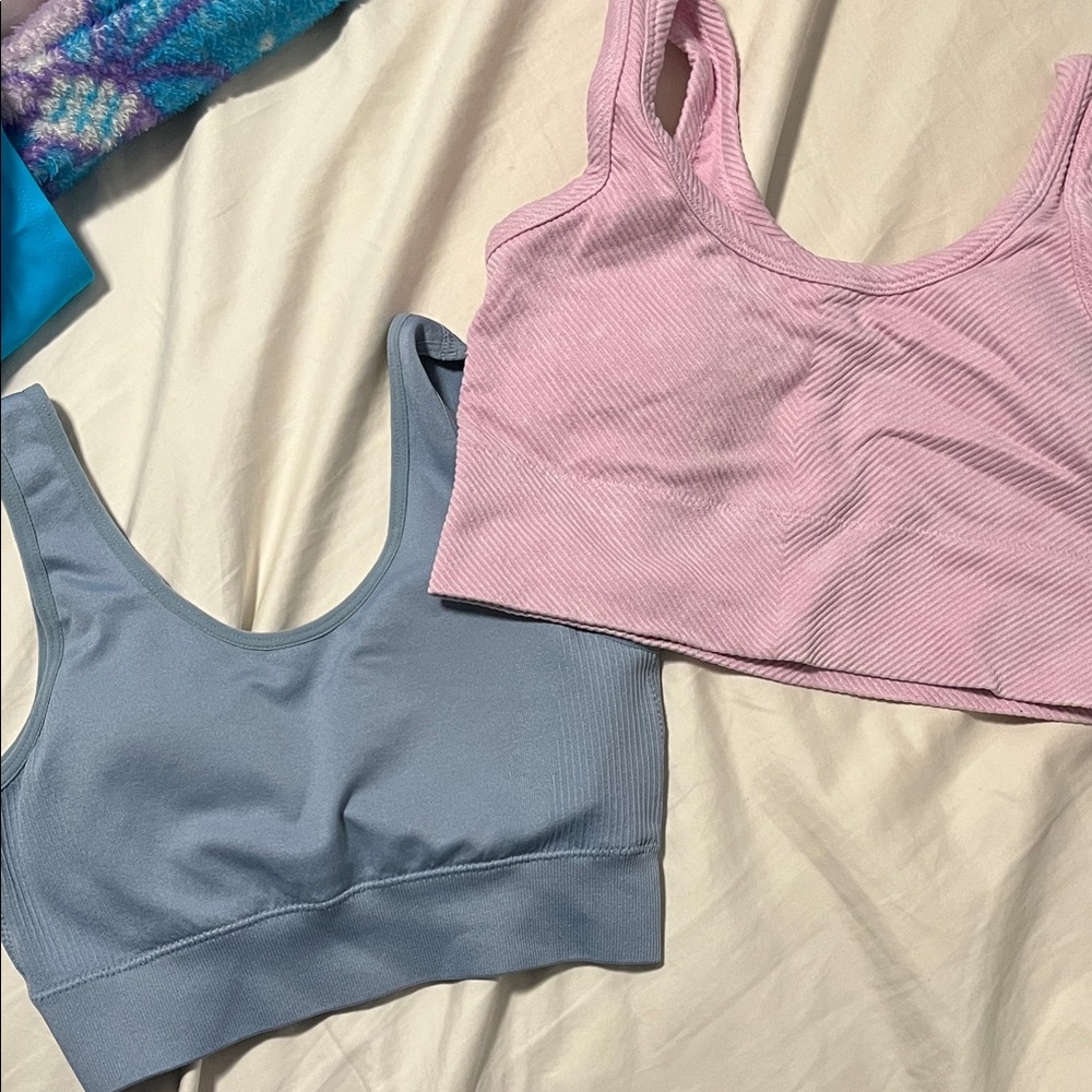 Pink and Blue Padded Sports  Crop Tops